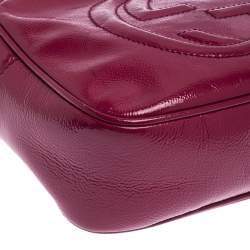 Pre Owned Gucci Magenta Patent Leather Small Soho Disco Shoulder Bag