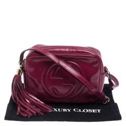 Pre Owned Gucci Magenta Patent Leather Small Soho Disco Shoulder Bag