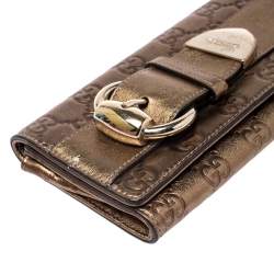 Gucci Gold Guccissima Leather Buckle Continental Wallet