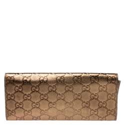 Gucci Gold Guccissima Leather Buckle Continental Wallet