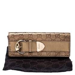 Gucci Gold Guccissima Leather Buckle Continental Wallet