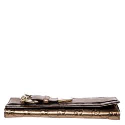 Gucci Gold Guccissima Leather Buckle Continental Wallet