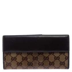 Gucci Beige/Brown GG Crystal Canvas and Leather Heart Bifold Continental Wallet