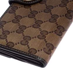 Gucci Beige/Brown GG Crystal Canvas and Leather Heart Bifold Continental Wallet