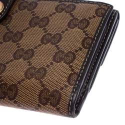 Gucci Beige/Brown GG Crystal Canvas and Leather Heart Bifold Continental Wallet