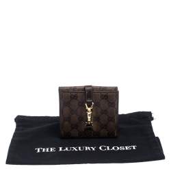 Gucci Beige/Brown GG Crystal Canvas Jackie Compact Wallet