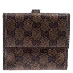 Gucci Beige/Brown GG Crystal Canvas Jackie Compact Wallet