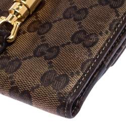 Gucci Beige/Brown GG Crystal Canvas Jackie Compact Wallet