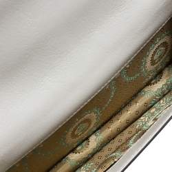 Pre Owned Gucci Cream Python and Leather Ottilia Bee Printed Bamboo Top Handle Bag      
