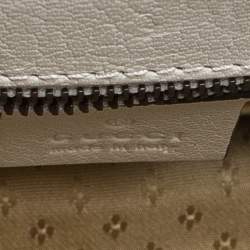 Pre Owned Gucci Cream Python and Leather Ottilia Bee Printed Bamboo Top Handle Bag      