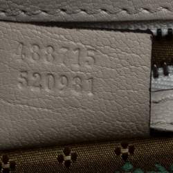 Pre Owned Gucci Cream Python and Leather Ottilia Bee Printed Bamboo Top Handle Bag      