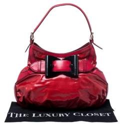 Pre Owned حقيبة غوتشي كوين متوسطة جلد وكانفاس مقوي حمراء