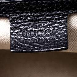 Pre Owned Gucci Black Leather Large New Bamboo Tassel Top Handle Bag