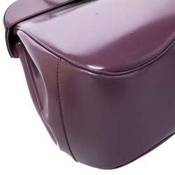 Pre Owned Gucci Purple Patent Leather Lady Lock Bamboo Large Top Handle Bag