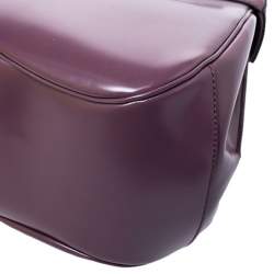 Pre Owned Gucci Purple Patent Leather Lady Lock Bamboo Large Top Handle Bag
