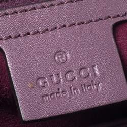 Pre Owned Gucci Purple Patent Leather Lady Lock Bamboo Large Top Handle Bag