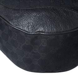 مملوكة مسبقًا Gucci Black GG Canvas and Leather Charlotte Hobo
