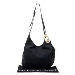 مملوكة مسبقًا Gucci Black GG Canvas and Leather Charlotte Hobo