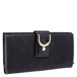 مملوكة مسبقًا Gucci Black GG Canvas Abbey D Ring Continental Wallet