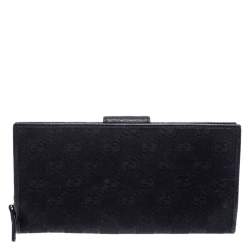 مملوكة مسبقًا Gucci Black GG Canvas Abbey D Ring Continental Wallet