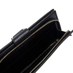 مملوكة مسبقًا Gucci Black GG Canvas Abbey D Ring Continental Wallet