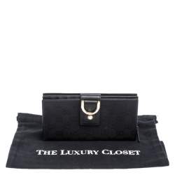 مملوكة مسبقًا Gucci Black GG Canvas Abbey D Ring Continental Wallet