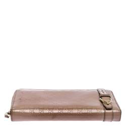 Gucci Beige Micro Guccissima Patent Leather Zip Around Wallet
