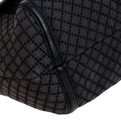 مملوكة مسبقًا Gucci Black/Grey Diamante Canvas Horsebit Flap Shoulder Bag