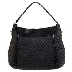 مملوكة مسبقًا Gucci Black/Grey Diamante Canvas Horsebit Flap Shoulder Bag
