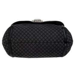 مملوكة مسبقًا Gucci Black/Grey Diamante Canvas Horsebit Flap Shoulder Bag
