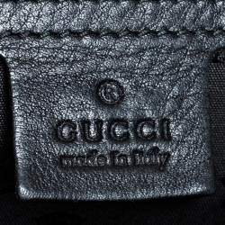 مملوكة مسبقًا Gucci Black/Grey Diamante Canvas Horsebit Flap Shoulder Bag