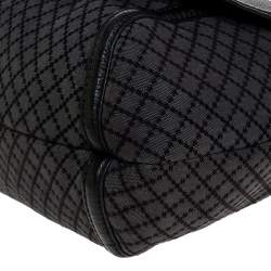 مملوكة مسبقًا Gucci Black/Grey Diamante Canvas Horsebit Flap Shoulder Bag