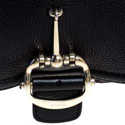 مملوكة مسبقًا Gucci Black/Grey Diamante Canvas Horsebit Flap Shoulder Bag