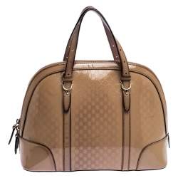 مملوكة مسبقًا Gucci Beige Micro Guccissima Patent Leather Nice Satchel