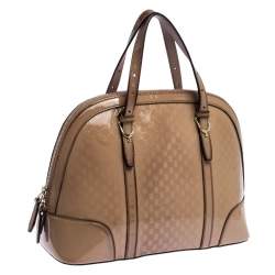 مملوكة مسبقًا Gucci Beige Micro Guccissima Patent Leather Nice Satchel
