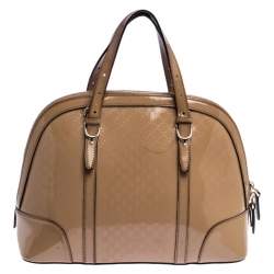 مملوكة مسبقًا Gucci Beige Micro Guccissima Patent Leather Nice Satchel
