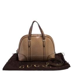 مملوكة مسبقًا Gucci Beige Micro Guccissima Patent Leather Nice Satchel