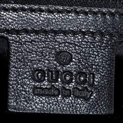 Pre Owned حقيبة يد غوتشي بامبو معدن مخططة صفراء جلد سوداء