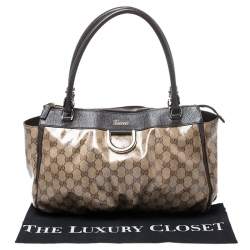 Pre Owned حقيبة يد غوتشي حلقة D كانفاس مقوى كريستال بنية