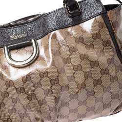 Pre Owned حقيبة يد غوتشي حلقة D كانفاس مقوى كريستال بنية