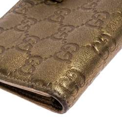 Pre Owned Gucci Metallic Gold Guccissima Leather Continental Wallet