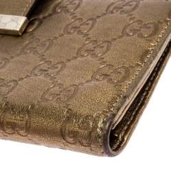 Pre Owned Gucci Metallic Gold Guccissima Leather Continental Wallet