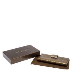 Pre Owned Gucci Metallic Gold Guccissima Leather Continental Wallet