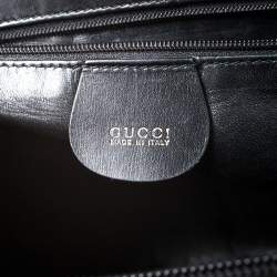 Gucci Black Alligator Bamboo Satchel