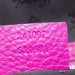 Pre Owned حقيبة غوتشي بوستن بطاقة تكنو متوسطة جلد ونيوبرين غوتشيسما أرجوانية