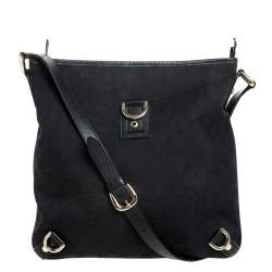 Pre Owned Gucci Black GG Canvas and Leather Abbey Messenger Bag