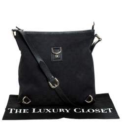 Pre Owned Gucci Black GG Canvas and Leather Abbey Messenger Bag