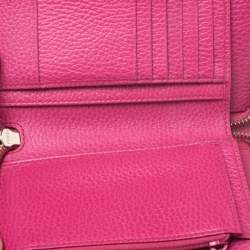 Gucci Pink Leather Swing Zip Around Wallet