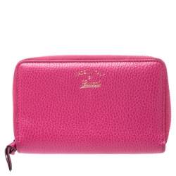 Gucci Pink Leather Swing Zip Around Wallet