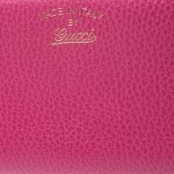 Gucci Pink Leather Swing Zip Around Wallet